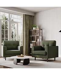 gaomon 38" Mid Century Modern Green Chair, Tufted Linen, High-Density Foam, Ergonomic Arms, 350lbs, Living Room