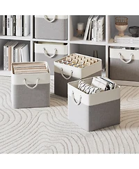 Sugift 6-Pack Collapsible Fabric Storage Bins, 13" Cube Baskets with Rope Handles and Reinforced Base