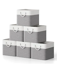 Sugift 6-Pack Collapsible Fabric Storage Bins, 13" Cube Baskets with Rope Handles and Reinforced Base