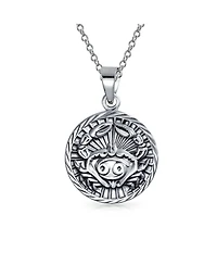 Bling Jewelry Cancer Zodiac Sign Round Medallion Pendant Necklace Sterling Silver