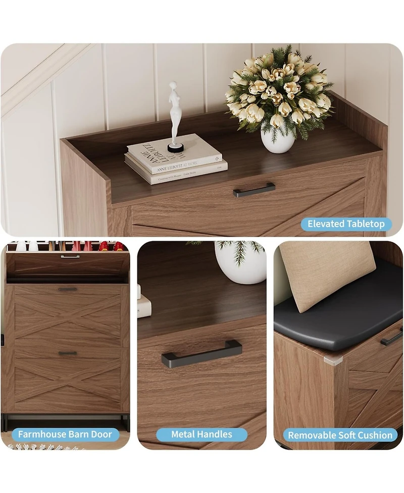 gaomon Farmhouse Entryway Shoe Cabinet with Bench