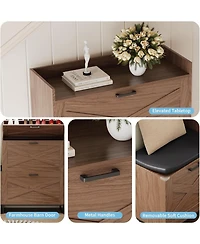 gaomon Farmhouse Entryway Shoe Cabinet with Bench