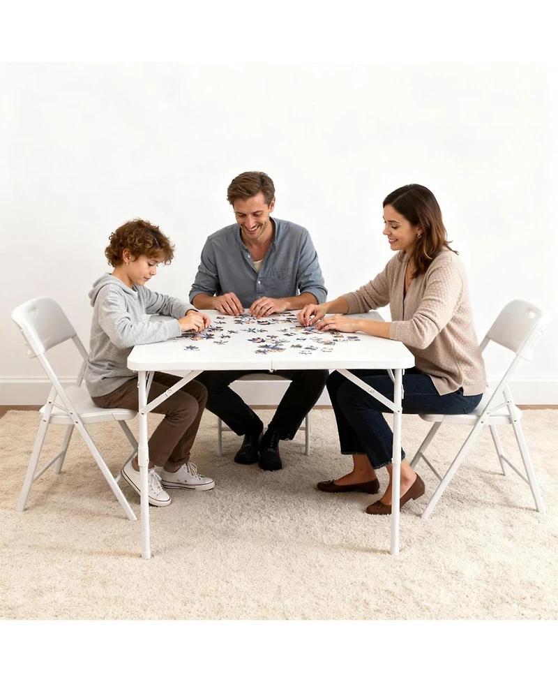 gaomon 34" Square Fold-in-Half Card Table, Portable Dining Table with Handle & Safety Lock, Indoor Outdoor Use