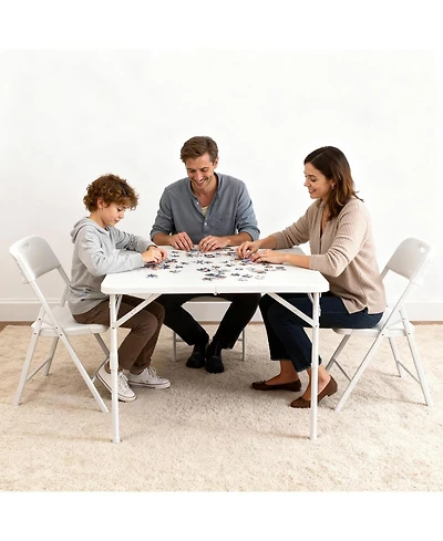 gaomon 34" Square Fold-in-Half Card Table, Portable Dining Table with Handle & Safety Lock, Indoor Outdoor Use