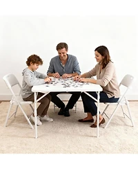 gaomon 34" Square Fold-in-Half Card Table, Portable Dining Table with Handle & Safety Lock, Indoor Outdoor Use