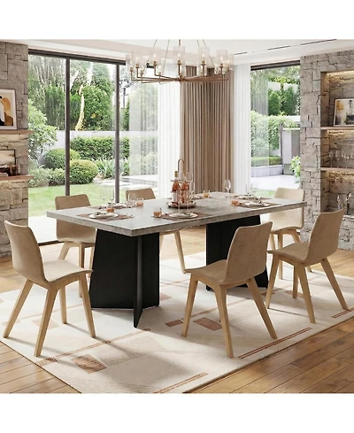 gaomon 63" Dining Table for 6-8, Modern Long Kitchen Table with Large Top & Pedestal Legs