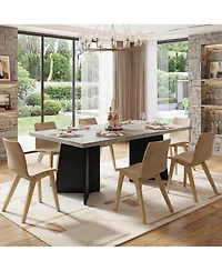 gaomon 63" Dining Table for 6-8, Modern Long Kitchen Table with Large Top & Pedestal Legs