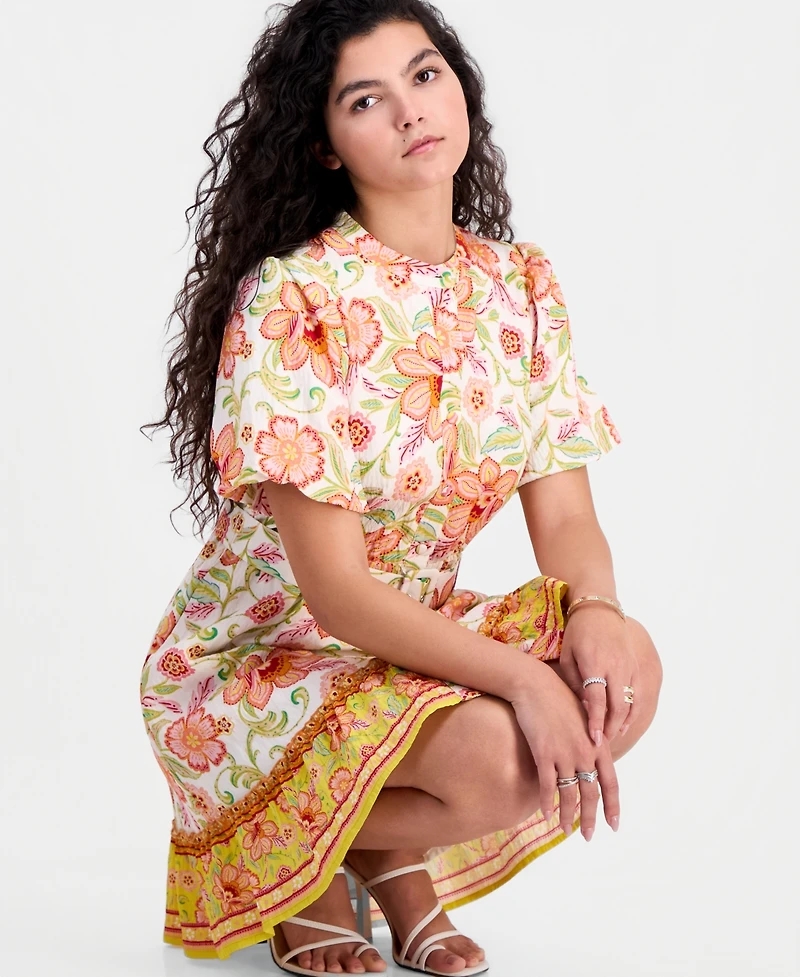 Sam Edelman Women's Sun-Kissed Puff-Sleeve Shirt Dress