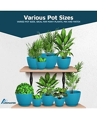 Plant Pots Pack with Drainage Holes & Saucers, Stackable Indoor & Outdoor Planters for Houseplants & Flowers