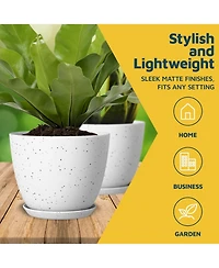 Lifemaster White Gray Plant Pots 20 Pack with Drainage Holes & Saucers, Stackable Indoor & Outdoor Planters