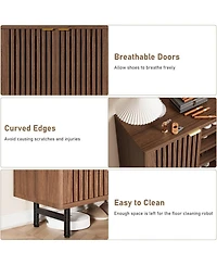 gaomon Narrow Freestanding 6-Tier Wooden Shoe Cabinet with Louvered Doors