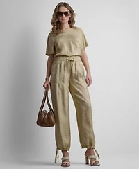 Dkny Womens Short Sleeve Twinkle Front T Shirt Twinkle Tie Leg Pants