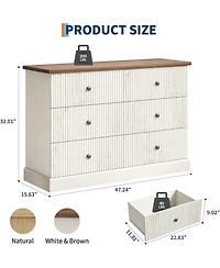 gaomon 6 Drawer Dresser for Bedroom, Horizontal Chest of Drawers, Fluted Panel Wood Dresser, Small Space Bedroom Clothing