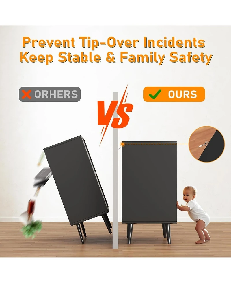 gaomon 55 Point 1 Inch 3 Drawer Storage Cabinet with Adjustable Shelf and Doors Modern Sideboard Buffet Cabinet for Dining Room