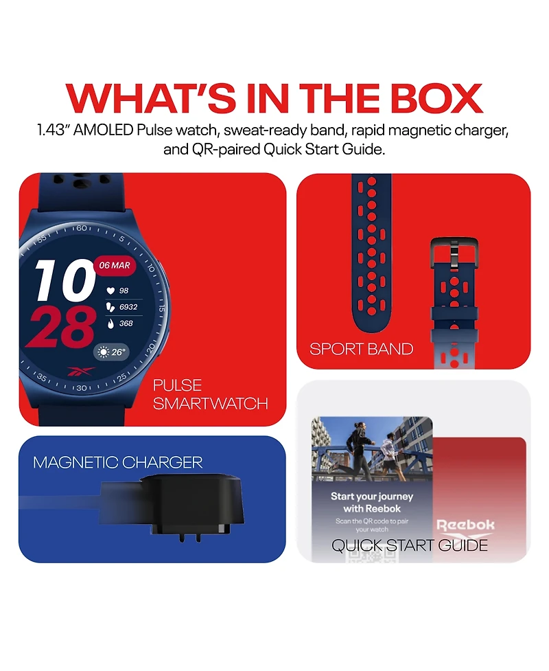 Pulse Smartwatch with 1.43" Amoled Display, 10-Day Battery Life, 80+ Sport Modes