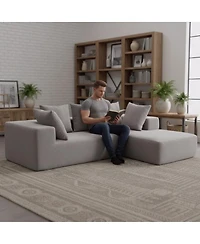 Streamdale Furniture Modern Gray Fabric Sofa with Plush Cushions and Pet-Friendly Design