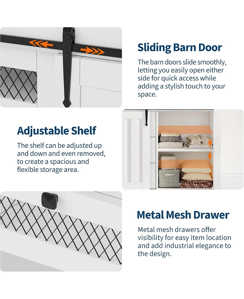 gaomon Farmhouse Buffet Cabinet Sideboard Storage Cabinet with 5 Drawers and Sliding Barn Doors