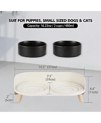 Aronkl Elevated Ceramic Dog Bowl Set with Stand Splash Proof Raised Dishes for Food Water Ideal Small Medium Dogs