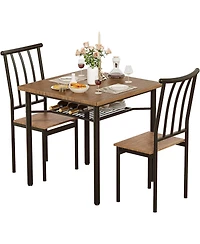 gaomon 2-Piece Square Table Set for 2, Modern Kitchen Dining Set, Space-Saving Mdf & Stainless Steel, Retro