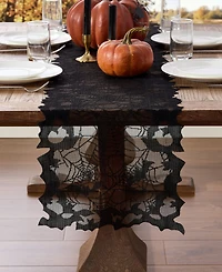 Elrene Bats Web Lace Halloween Table Console Runner, 13" x 90"