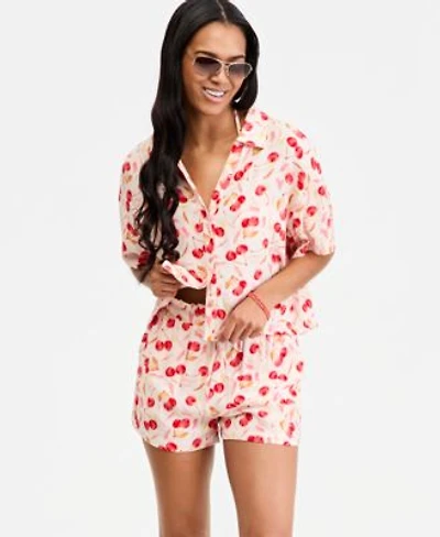 Roxy Womens Cropped Swim Cover Up Shirt Shorts