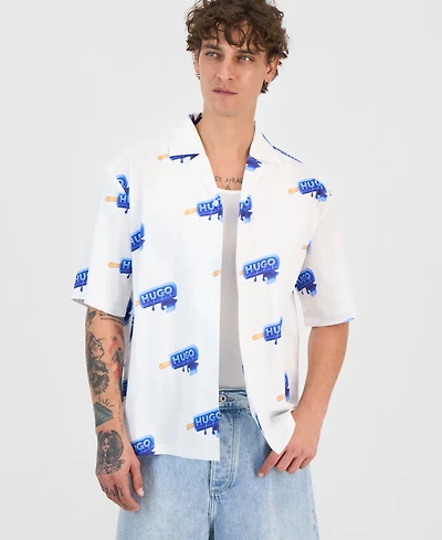 Hugo Boss Men's Eligino Cotton Logo-Print Short-Sleeve Shirt