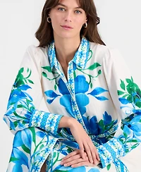 T Tahari Women's Printed Tie-Waist Button-Down Maxi Dress