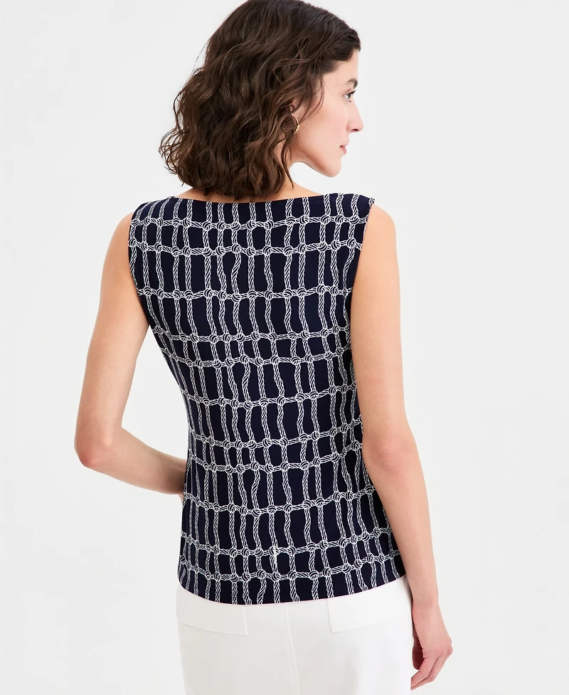 Jones New York Women's Sleeveless Scoop Neck Printed Jersey Top