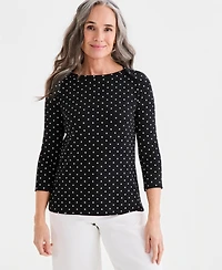 Style & Co Petite Dot Pima Knit Top, Created for Macy's