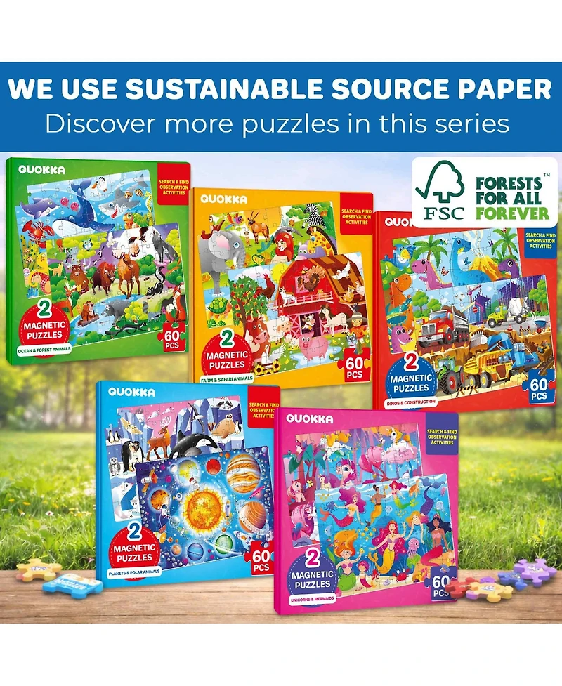 Quokka Magnetic Puzzles for Toddlers 3-5 – Search and Find 2 Pack, 60 Pieces Each