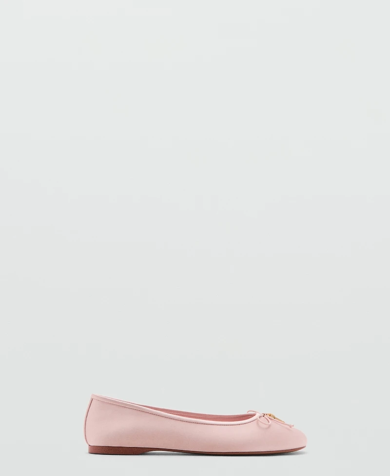 Mango Women's Bow And Charm Detail Ballet Flats
