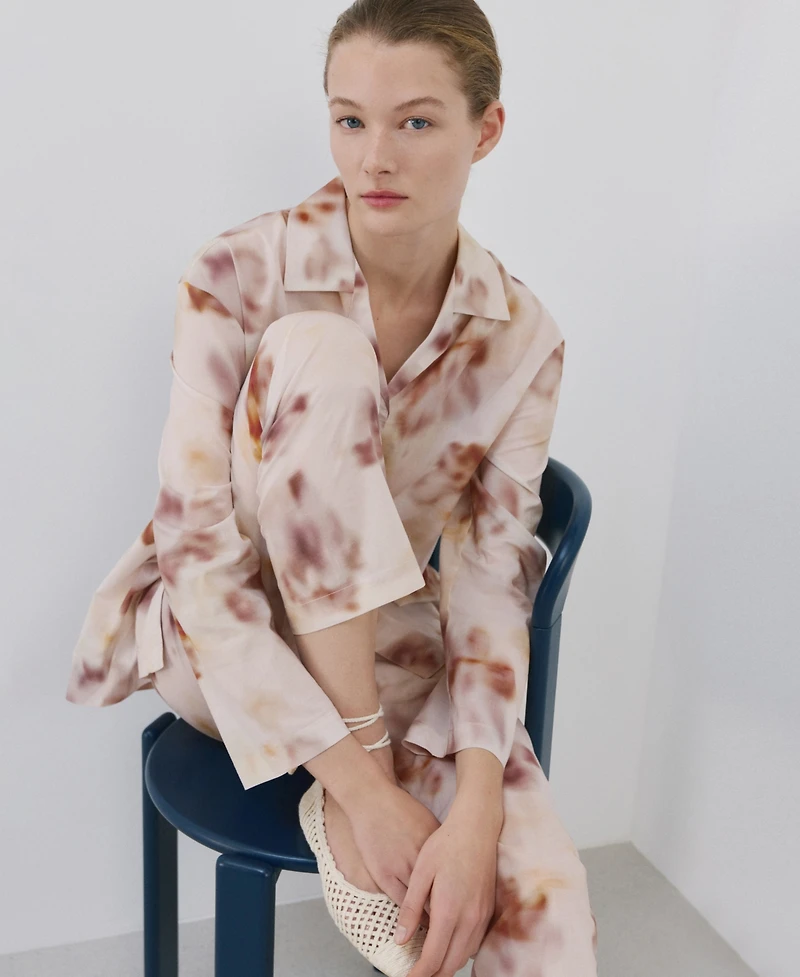 Mango Women's Floral-Print Cotton Pyjama Top