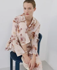 Mango Women's Floral-Print Cotton Pyjama Top