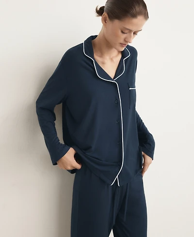 Mango Women's Two-Piece Piping Detail Pajamas