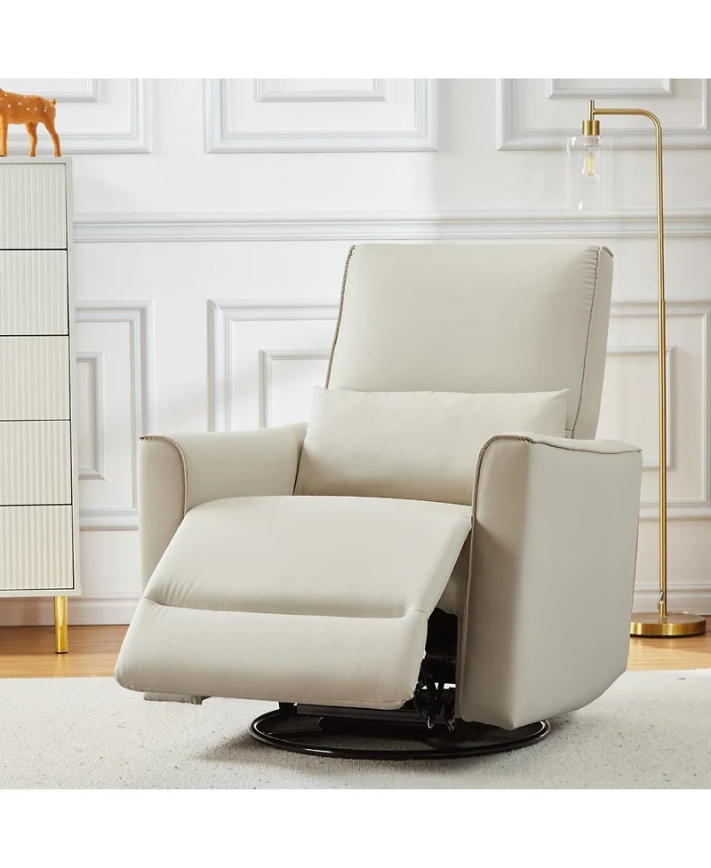 gaomon Ergonomic Swivel Rocking Recliner, Manual Pu Leather Glider, High Back, Padded Armrests, Sofa for Living Room