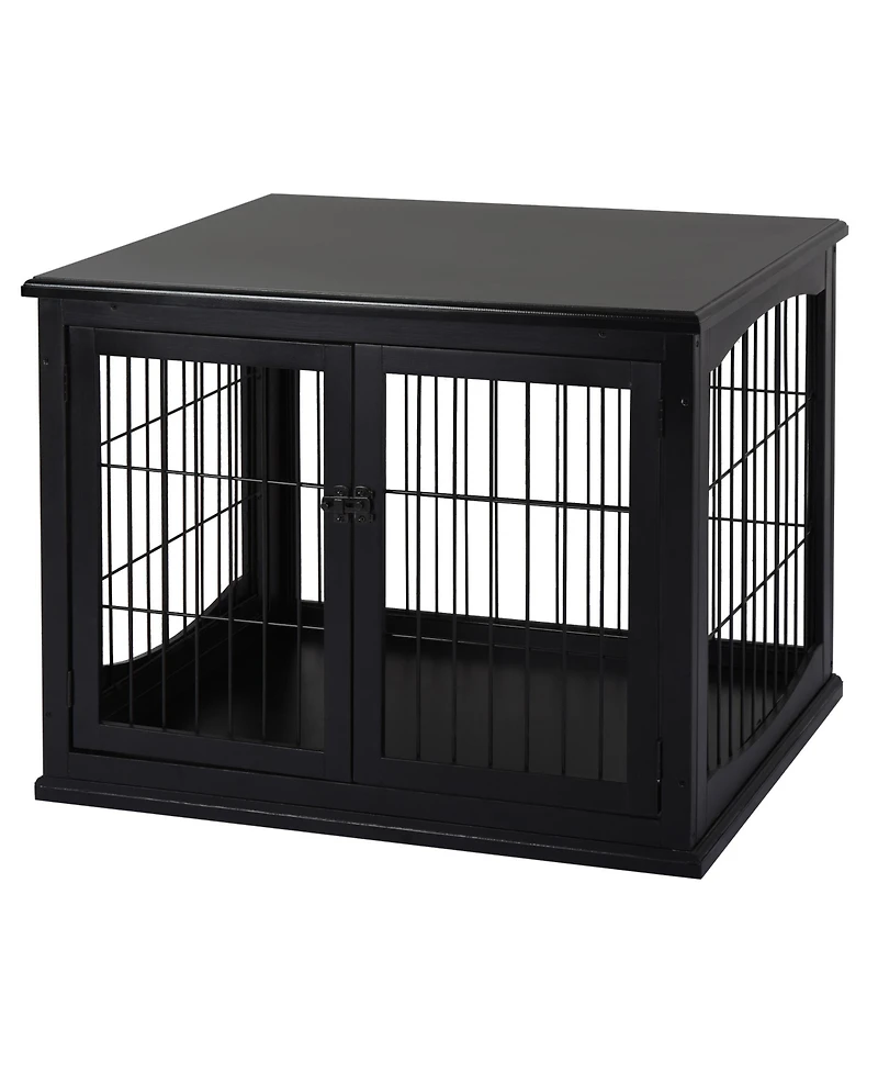 Aostirmotor Small Dog Crate End Table – Pet Cage with Two Opening Sides & Lockable Door, Decorative Indoor Kennel