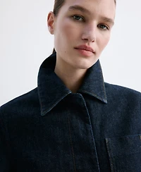 Mango Women's Pockets Fitted Denim Jacket