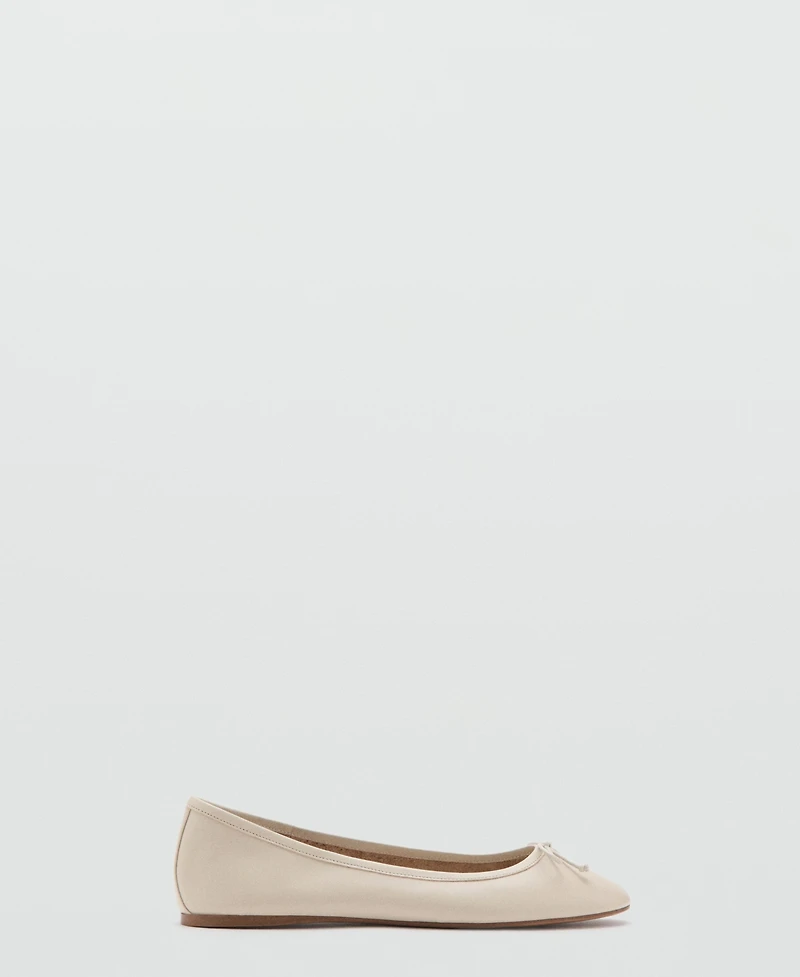 Mango Women's Bow Leather Ballet Flats