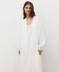 Mango Women's Lace Cotton Robe