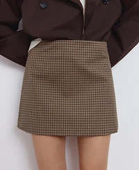 Mango Women's Houndstooth Short Skirt