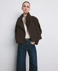 Mango Women's Turn-Up Hem Wide Leg Jeans