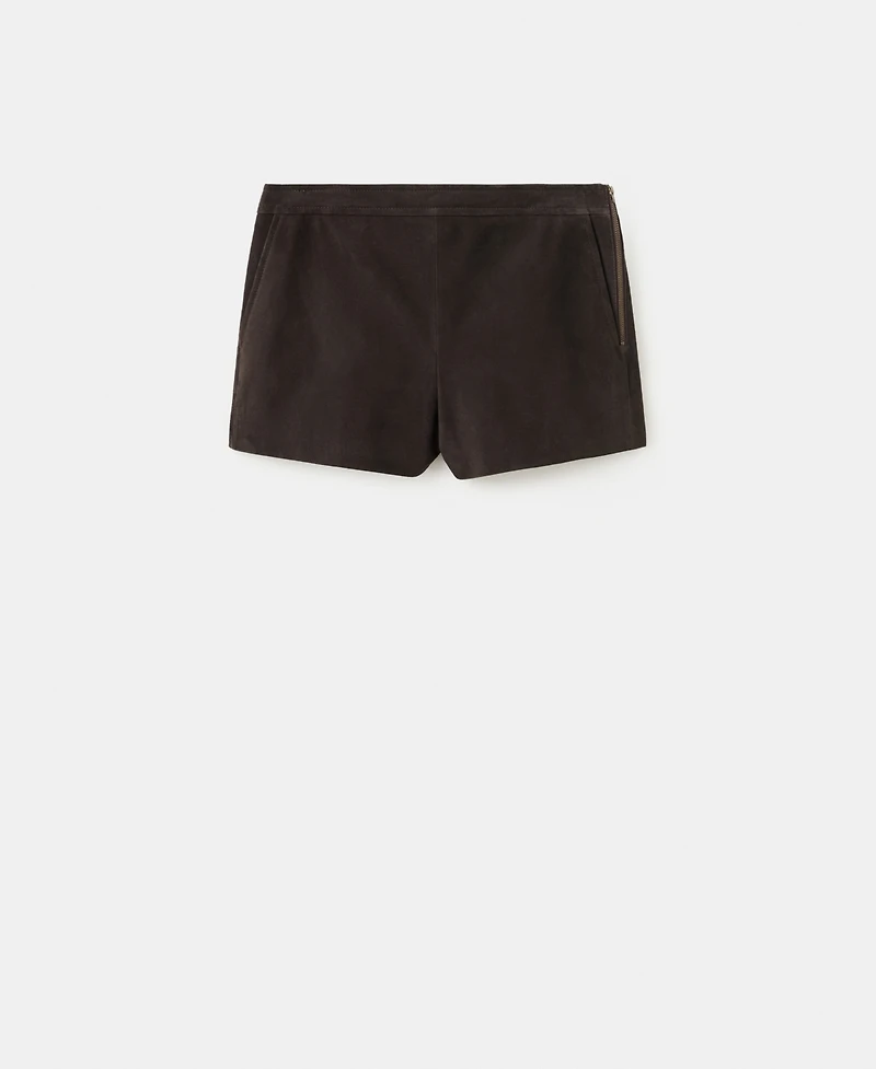 Mango Women's Zipper Suede Shorts