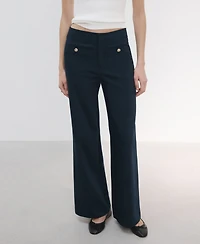 Mango Women's Jewel Buttons Straight Pants