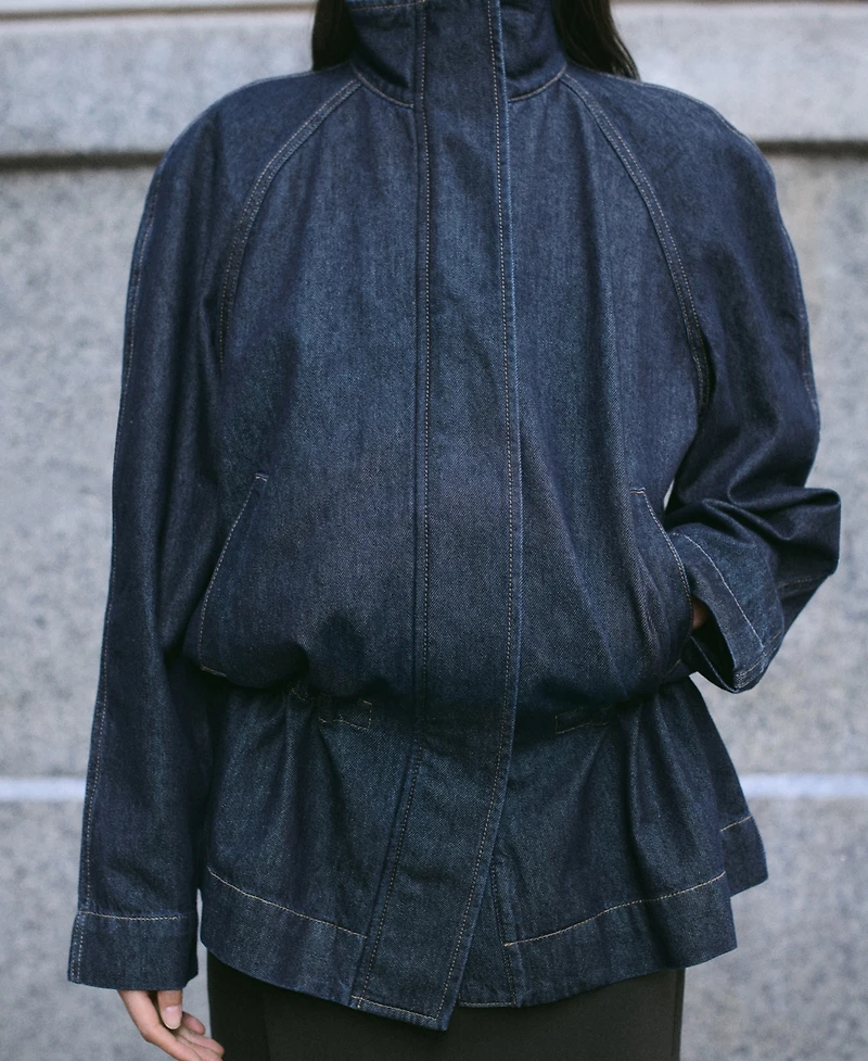 Mango Women's Gathered-Waist Denim Parka