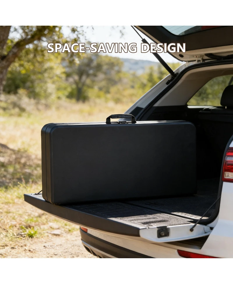 Decksplore 36 Inch Blow Molded Folding Table Compact Portable Fold Card Tables Desk Lightweight Design with Non for Home Patio Balcony Rv