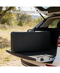 Decksplore 36 Inch Blow Molded Folding Table Compact Portable Fold Card Tables Desk Lightweight Design with Non for Home Patio Balcony Rv