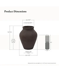 LuxenHome Rustic Earth Cement Vase, Antique Brown Finish, 15.75" H Decorative Accent for Floor and Tabletops