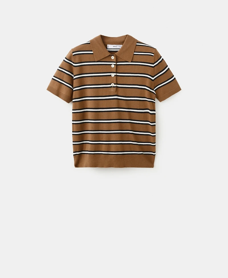 Mango Women's Striped Polo-Neck Sweater