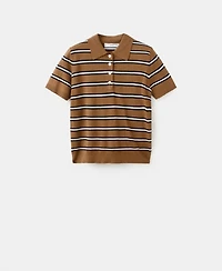 Mango Women's Striped Polo-Neck Sweater