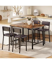 gaomon 5-Piece Counter Height Dining Table Set with 4 Upholstered Bar Stools